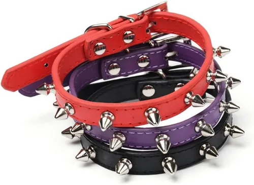 Miniatura 7 de Collar de perro con pinchos para perros medianos, remache de hongos, piel sintética suave, collar de gato con tachuelas, ajustable para perros Azul
