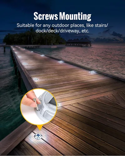 Miniatura 5 de Luces Solares para Entrada de Vehículos Luces de Muelle Impermeables Paquete de 4, 2 Colores en 1, Luces LED Solares de Cubierta para Exteriores