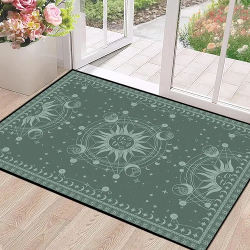 Miniatura 27 de 5' X 7' Alfombra con diseño de sol y luna, alfombras boho celestiales para dormitorio, sala de estar, estilo bohemio, oculto, media luna, solar