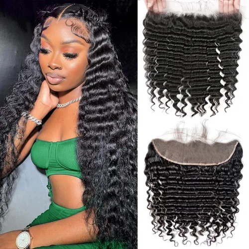 13x4 HD encaje frontal cabello humano onda profunda encaje frontal 100% cabello humano virgen crudo parte libre 13x4 cierre de encaje color natural