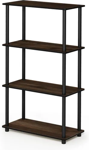 Miniatura 185 de Furinno Turn-N-Tube - Estantería de exhibición multiuso, de 4 niveles, con tubos clásicos, color nogal de Columbia y negro Columbia Nogal/Negro