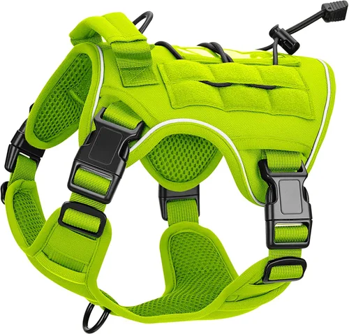 Miniatura 15 de Arnés táctico para perros grandes, chaleco reflectante ajustable sin tirones con sistema Molle, control de grado militar K9 para entrenamiento