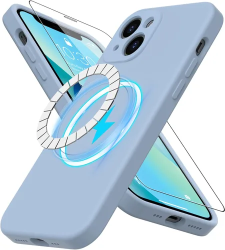 Miniatura 27 de DEENAKIN Funda magnética de silicona para iPhone 12 Pro con protector de pantalla, compatible con MagSafe, protección de cámara, funda protectora