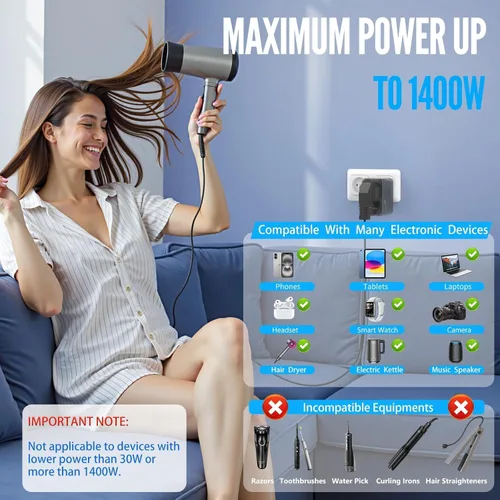 Miniatura 5 de Convertidor de voltaje de 220 V a 110 V de EE. UU. a Europa, adaptador de viaje convertidor de enchufe para Europa con 20 W PD y 2USB-A y 2USB-C