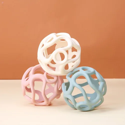 Miniatura 2 de Juguete de bola de dentición de silicona, juguete sensorial táctil para bebés, diseño fácil de sostener, elástico, esponjoso, suave (rosa oscuro)
