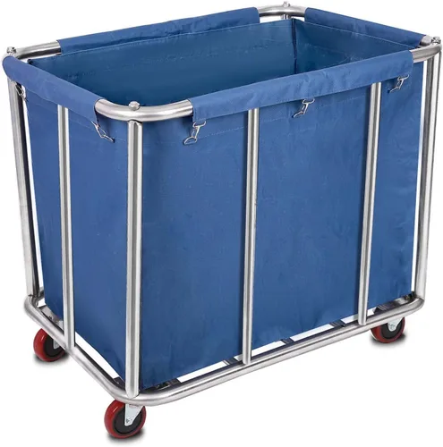 Miniatura 9 de 12 Bushels - Carrito de lavandería para comercial/hogar, cesta de lavandería grande de acero inoxidable con ruedas, para hotel, escuela, lavandería