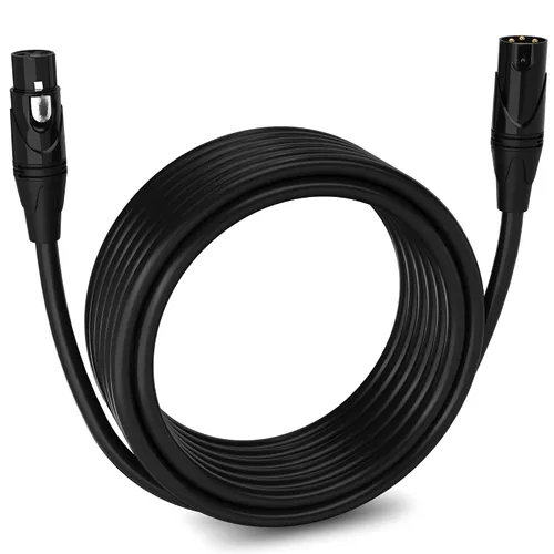 Miniatura 102 de LyxPro Cable de micrófono XLR hembra a macho de ángulo recto de 3 pines de 1.5 pies para altavoces amplificados, interfaz de audio, rendimiento