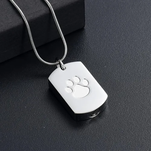 Miniatura 3 de Collar de urna de cremación para cenizas para mascotas, joyería conmemorativa de cenizas con estampado de patas, colgante de recuerdo, deja una foto