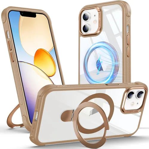 Miniatura 8 de Anqrp Funda transparente con función atril magnética con junta tórica para iPhone 12/12 Pro, compatible con Mag-Safe, de grado militar, reforzada