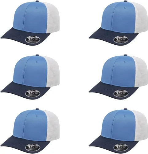 Miniatura 68 de Cap America i8502 Flexfit 110 Premium - Gorra de camionero de perfil medio con 6 paneles de malla trasera con protección UV y cierre ajustable Azul