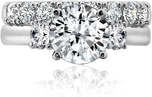 Miniatura 7 de Tienda Essentials Sterling Silver Platinum Plated Infinite Elements Cubic Zirconia Three Stone Ring (previously Tienda Collection)
