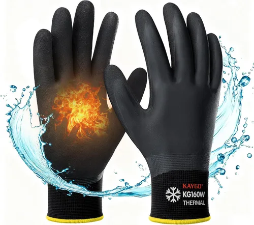 Miniatura 22 de KAYGO Guantes de trabajo impermeables para hombres y mujeres, guantes de trabajo recubiertos de goma antideslizantes para jardín, construcción al
