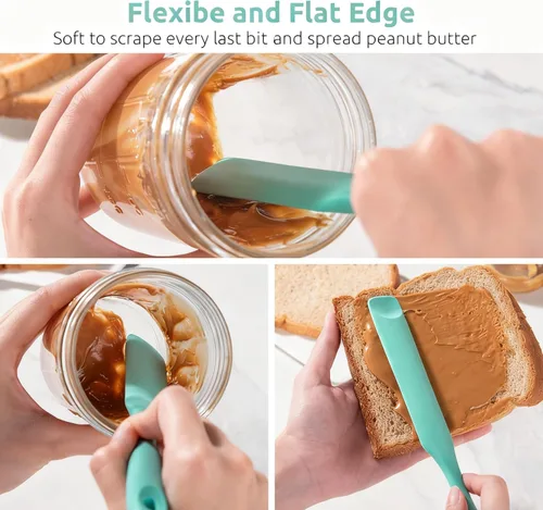 Miniatura 7 de U-Taste Espátula de silicona para frasco de masa madre: esparcidor de mermelada largo y delgado de grado alimentario, palo de agitación resistente