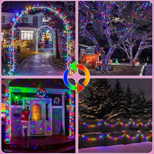 Miniatura 6 de 2 Pack de luces solares de Navidad para exteriores, tira de luces solares de 80 pies con 240 LED para exteriores, impermeables, 8 modos de luz
