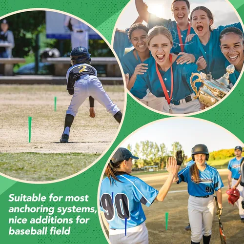 Miniatura 3 de Shappy 12 tapones de base de béisbol con borla, tapones de anclaje resistentes para campo de béisbol y accesorios de sóftbol Verde