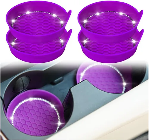 Miniatura 19 de zipelo Portavasos para automóvil con brillantes, paquete de 4 unidades, universal, para vehículo, antideslizante, portavasos con inserción, silicona
