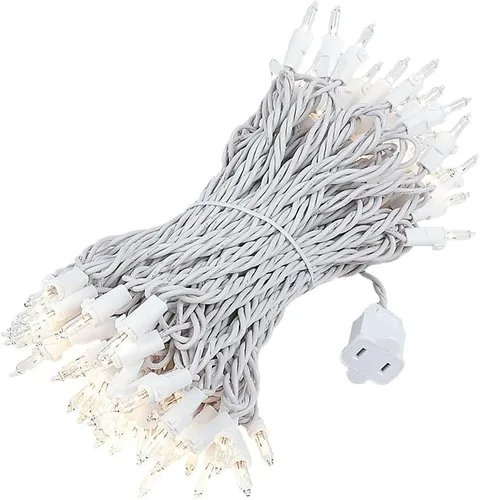 Miniatura 13 de Novelty Lights - Cadena de 100 mini luces incandescentes con bulbo, 50 pies, espaciadas cada 6 pulgadas, con cable blanco, con certificación UL