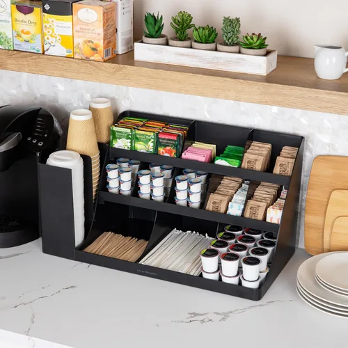 Miniatura 2 de Mind Reader "Pioneer breakroom Organizador 11 Compartimiento condimento Soporte, color negro, 14 compartimentos - extra grande, Negro