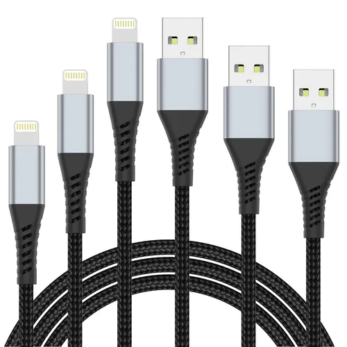 Miniatura 10 de Cable corto de carga para iPhone de 6 pulgadas, paquete de 3 cables USB a Lightning de 0.5 pies, cable corto trenzado para iPhone de carga rápida