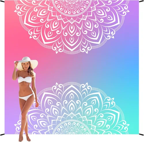HIHOHO Manta de Playa, Manta de Playa a Prueba de Arena, Impermeable de Secado Rápido Ligera Manta de Picnic Azteca para Exteriores 79" X