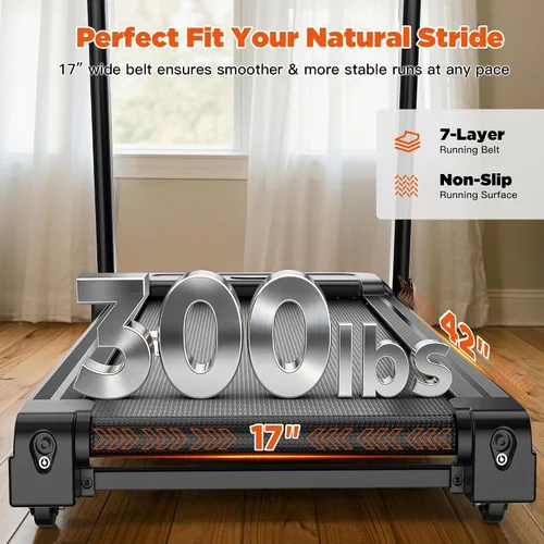 Miniatura 3 de 3.5HP Folding Treadmills for Home with Incline Optional, 300 lbs Capacity, 8.0MPH Speed, 17'' Wide Belt, App Connection, 64 Programs, BMI Detector