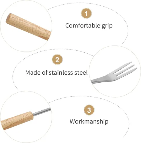 Miniatura 5 de Paquete de 6 tenedores de fondue para queso y chocolate, tenedores de inmersión para dulces, suministros de horneado de acero inoxidable para tartas