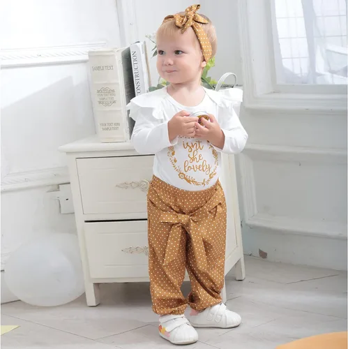 Miniatura 3 de Renotemy Conjunto de ropa para bebé recién nacido, mameluco con volantes y pantalones florales lindos para niñas pequeñas