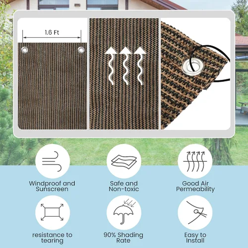 Miniatura 2 de Pantalla de tela 90% de privacidad de 10 x 10 pies, paño para parasol con ojales reforzados para patio al aire libre, toldo, porche, pérgola