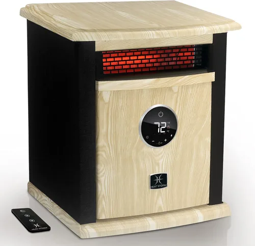 Heat Storm Calentador de Espacio Eléctrico Portátil, Calentador de Gabinete de 1500 Vatios con Elemento de Cuarzo Infrarrojo con Termostato Digital,