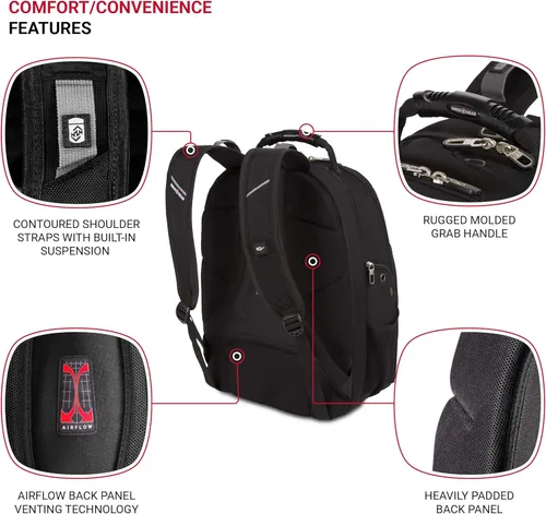 Miniatura 2 de Swiss Gear SA1923 - Mochila negra para laptop ScanSmart, compatible con la mayoría de portátiles y tabletas de 15 pulgadas