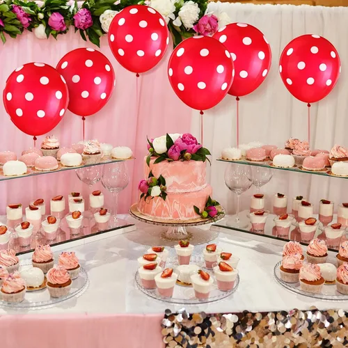 Miniatura 7 de Sumind 100 globos de látex de lunares negros y rojos, decoraciones de mariquita y fresa para decoración de fiestas, cumpleaños, suministros de boda