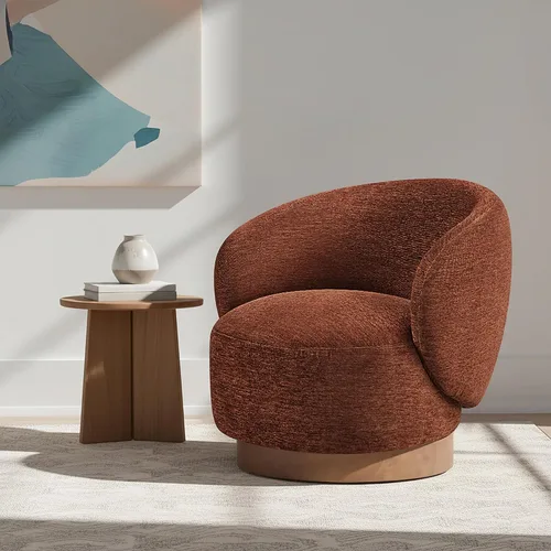 Miniatura 13 de KISLOT Silla giratoria moderna de barril redondo con tela tapizada de rendimiento para sala de estar, dormitorio, sala de espera, 1 caja