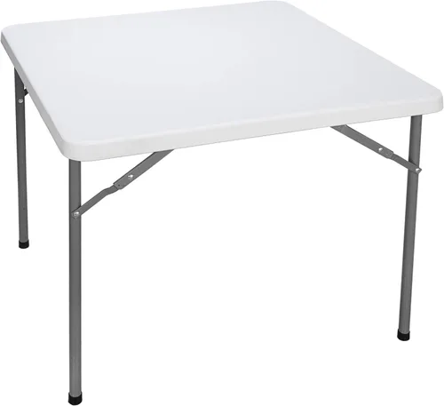 Mesa cuadrada plegable de resina multiusos de aproximadamente 3 pies, plástico para interiores y exteriores, ligero y portátil para hogar, oficina,