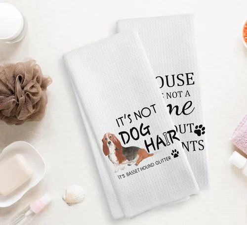 Miniatura 2 de Basset Hound Dog - Juego de 2 toallas de cocina y paños de cocina, decoración de perro, regalos de Basset Hound para mujeres, 16 x 24 pulgadas