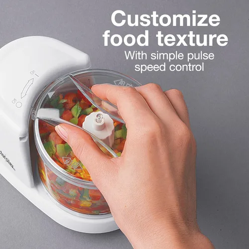Miniatura 4 de Proctor Silex Durable Electric Vegetable Chopper & Mini Food Processor for Chopping, Puree & Emulsify, 1.5 Cup, White