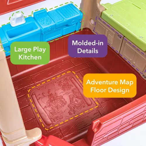Miniatura 4 de Simplay3 Sunny Day Casa de campo de campo para interiores o exteriores, casa de juegos para niños pequeños y niños pequeños con cocina y mesa de Rojo