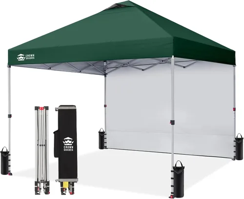 Miniatura 19 de CROWN SHADES - Toldo desplegable de 12 x 12 pulgadas con tela recubierta de color plata 150D, incluye 1 pared lateral extraíble, 4 cuerdas, 8