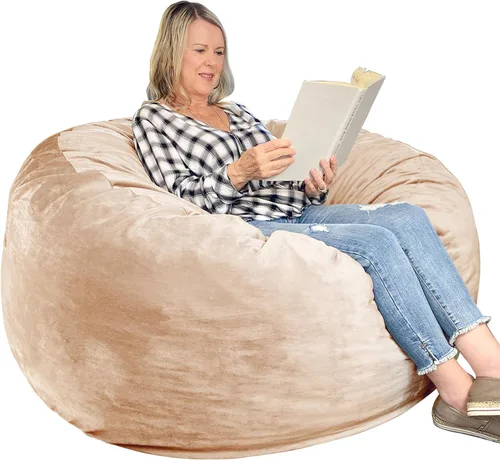 Miniatura 9 de WhatsBedding Puf de 3 pies, puf grande para adultos con relleno de espuma viscoelástica, sofá puff perezoso para sala de estar, tela de terciopelo