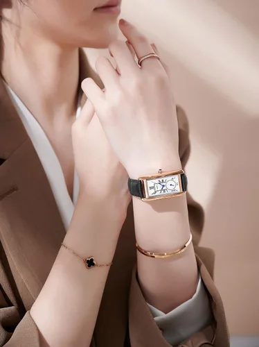 Miniatura 5 de carlien Reloj de cuarzo para mujer, elegante reloj de vestir rectangular con correa de cuero y corona de zafiro