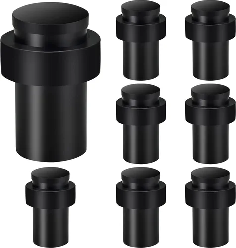 Miniatura 27 de KOLAKO Topes de puerta, topes de puerta de piso, (2 pulgadas) negro mate moderno resistente sólido pequeño cilíndrico parachoques de goma, acero