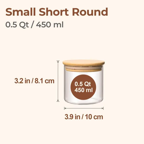 Miniatura 2 de ComSaf Juego de tarros de vidrio para almacenamiento de alimentos de 0.5 Qt, juego de 6 tarros de vidrio transparente con tapas, tarros