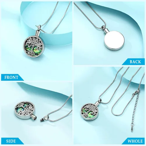 Miniatura 3 de Hearbeingt Collares de urna de lágrima para cenizas, medallón conmemorativo de cenizas del árbol de la vida, joyería de cremación, colgante