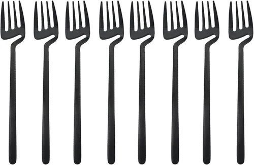 Miniatura 8 de Juego de cubiertos negros de 24 piezas de cubiertos negros para colgar, utensilios de acero inoxidable, incluye cuchillo, tenedor/cuchara, acabado