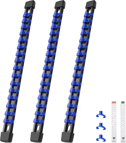 Miniatura 15 de Reniteco Organizador de enchufes de 3 piezas, unidad de 3/8 pulgadas x 45 clips, soporte de enchufe de ABS resistente con tapas de extremo Negro