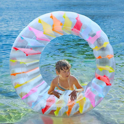 Miniatura 4 de Joliyoou Flotador de piscina con rueda de agua, flotador inflable de 47 pulgadas para niños, juguete gigante de piscina colorido para niños