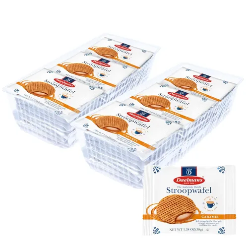 Miniatura 2 de Daelmans Stroopwafel Caramel - The Original Stroopwafels, galletas de gofres holandesas tostadas con relleno cremoso y mantecoso, fabricadas
