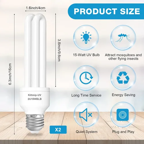 Miniatura 2 de Bug Zapper - Bombilla de repuesto tipo U, 15 W, E26, E27, compatible con Homesuit, Keuomy, Yluces, Yissvic, Powify y otros modelos Bug Zapper