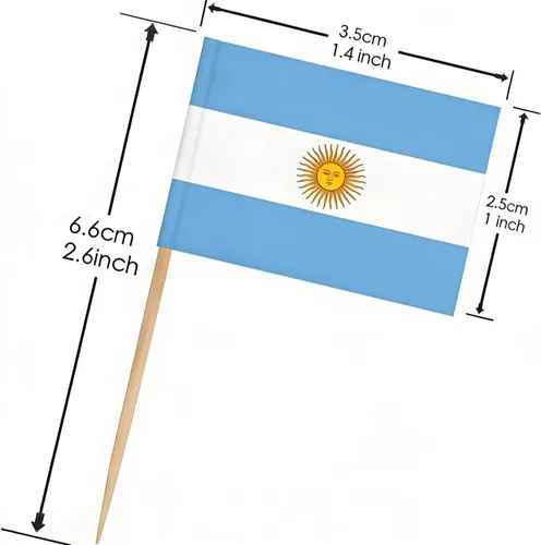 Miniatura 2 de JAVD CYPS - 100 banderas argentinas con palillos de dientes, mini palillo para cupcakes, banderas argentinas, decoración de fiesta, celebración