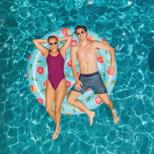 Miniatura 2 de PoolCandy Flotadores inflables para piscina, tumbonas, sillas de sol y piscinas de sol con estampado de pomelo Flotador de piscina con estampado