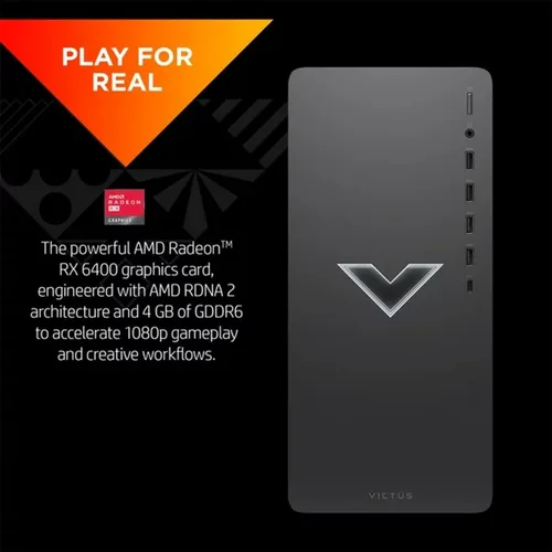 Miniatura 3 de HP Victus Gaming Tower Desktop, AMD Ryzen 5 5600G (beat i5-12400), AMD Radeon RX 6400, 32 GB de RAM, 1 TB SSD, Wi-Fi, RJ-45, HDMI, puerto